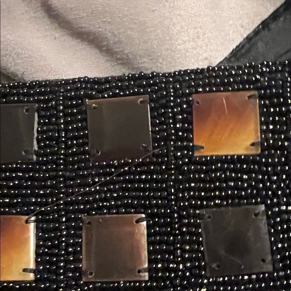 Vintage hand beaded Chic Black and Brown Hand Beaded Shoulder Bag - Picture 11 of 16